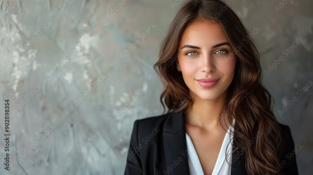 16:9 Headshot Portrait: Confident Businesswoman in black suit Exuding Leadership and Success. Elegant Corporate Executive Poses Against Neutral Background. Expertise for Business, Marketing. Branding. 16:9 Headshot Portrait: Confident Businesswoman in black suit Exuding Leadership and Success. Elegant Corporate Executive Poses Against Neutral Background. Expertise for Business, Marketing. Branding.