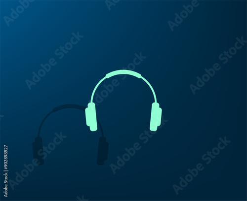 Vector illustration with shadow on blue background with gradient