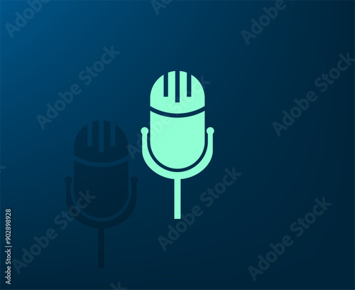 Vector illustration with shadow on blue background with gradient