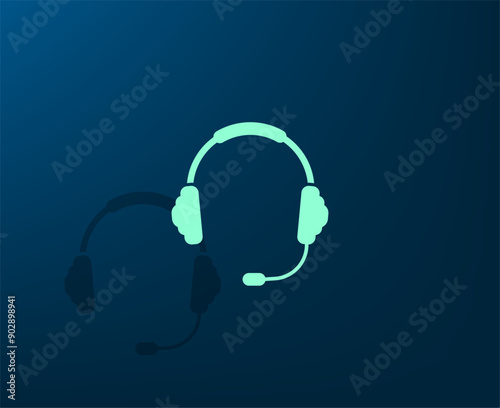 Vector illustration with shadow on blue background with gradient