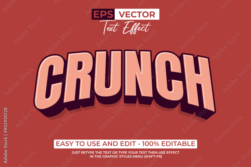 Crunch Text Effect Curve Comic Cartoon Style Theme. Crunch Text Effect Curve Comic Cartoon Style Theme.