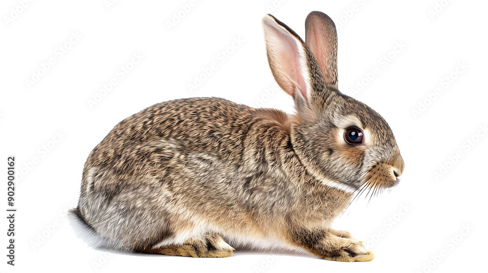 Cute brown rabbit sitting on a white background, showcasing its fluffy fur and long ears. Perfect for Easter or wildlife-themed concepts. Cute brown rabbit sitting on a white background, showcasing its fluffy fur and long ears. Perfect for Easter or wildlife-themed concepts.