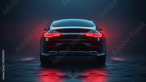 modern black premium car in studio light
