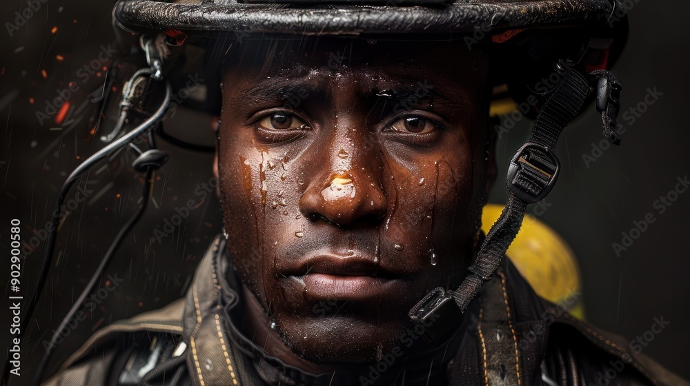A portrait photo of black fireman A portrait photo of black fireman