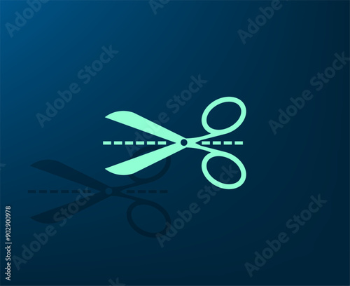Vector illustration with shadow on blue background with gradient