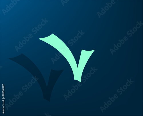 Vector illustration with shadow on blue background with gradient