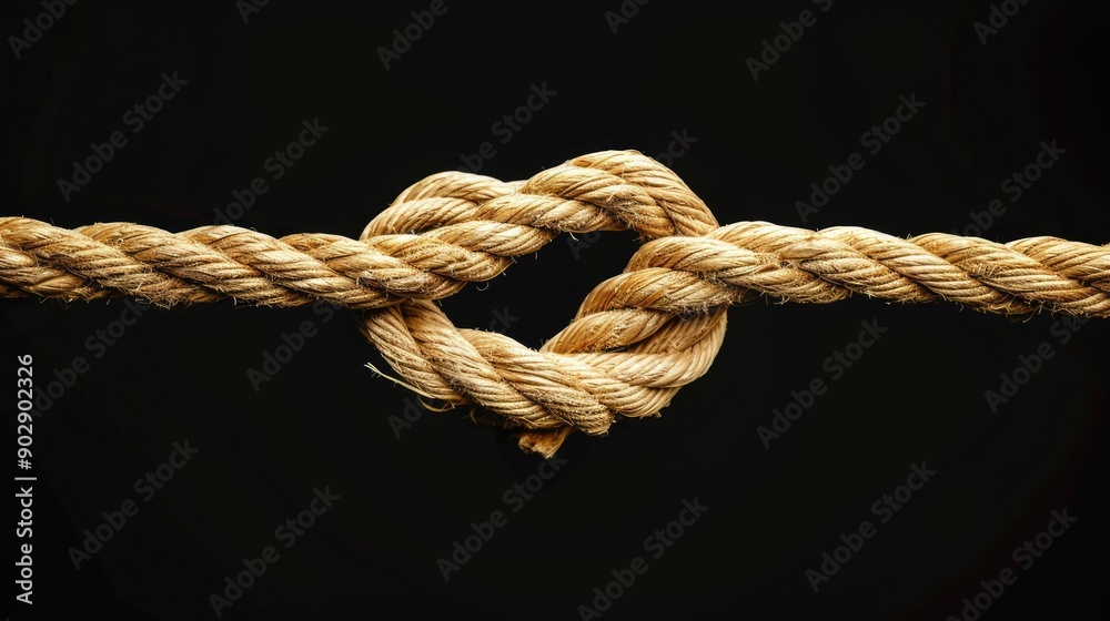 Simple rope with a heart-shaped knot, symbolizing love and the bonds that tie us together Simple rope with a heart-shaped knot, symbolizing love and the bonds that tie us together