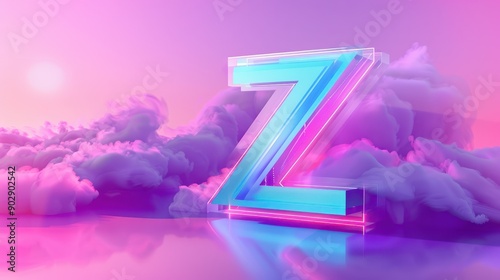 Background with big capital letter Z vaporwave style to represent generation Z zoomers photo