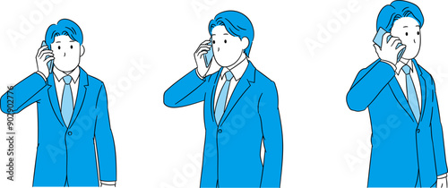 Businessperson on a mobile phone (male) illustration