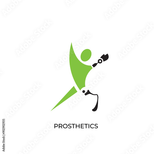 prosthetics vector icon. Disabled person logo