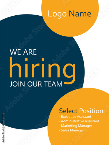 We are hiring banner, poster. We are hiring, join our team.