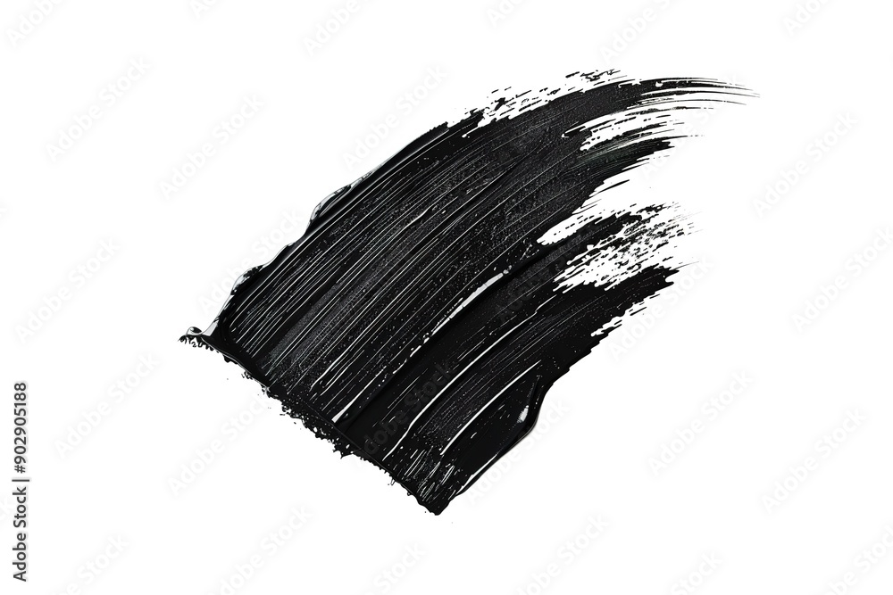 Black ink brush stroke shape of paint swatch on white background Black ink brush stroke shape of paint swatch on white background