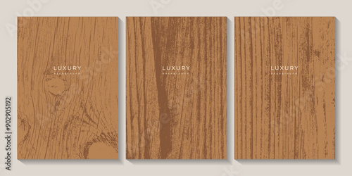 Set of wooden textures. Eco concept background with wood annual rings texture. Banner with tree ring pattern. Stamp of tree trunk in section. Templates with wooden concentric circles. Walnut wood
