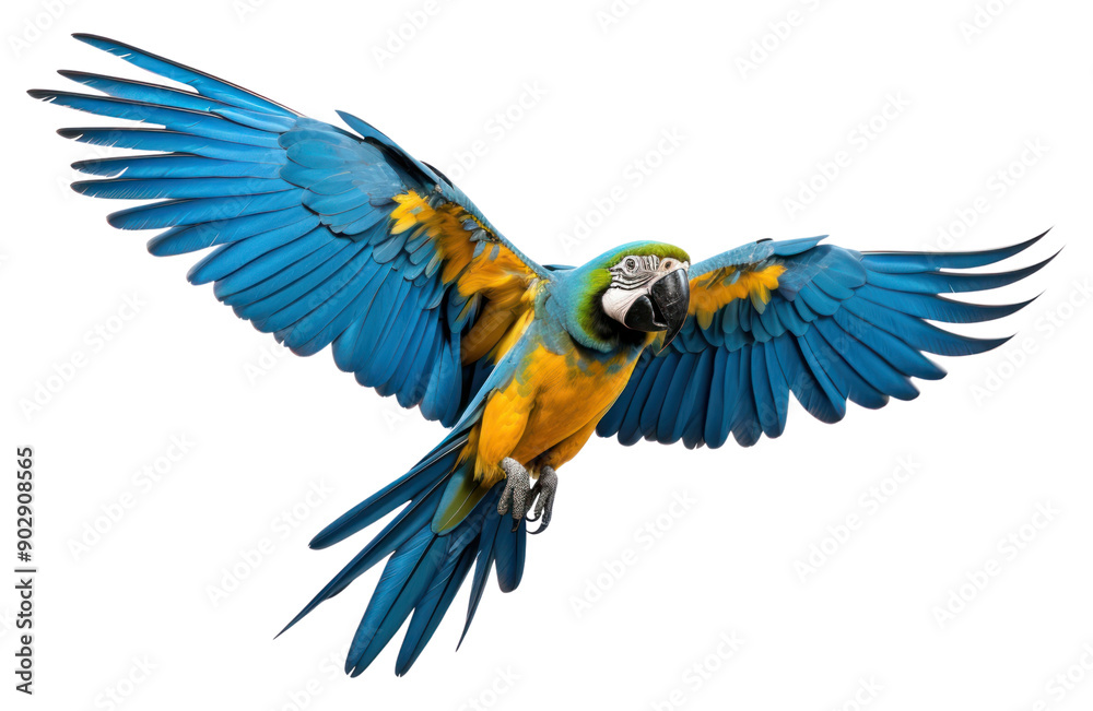 Obraz premium PNG Macaw parrot fly animal bird white background.