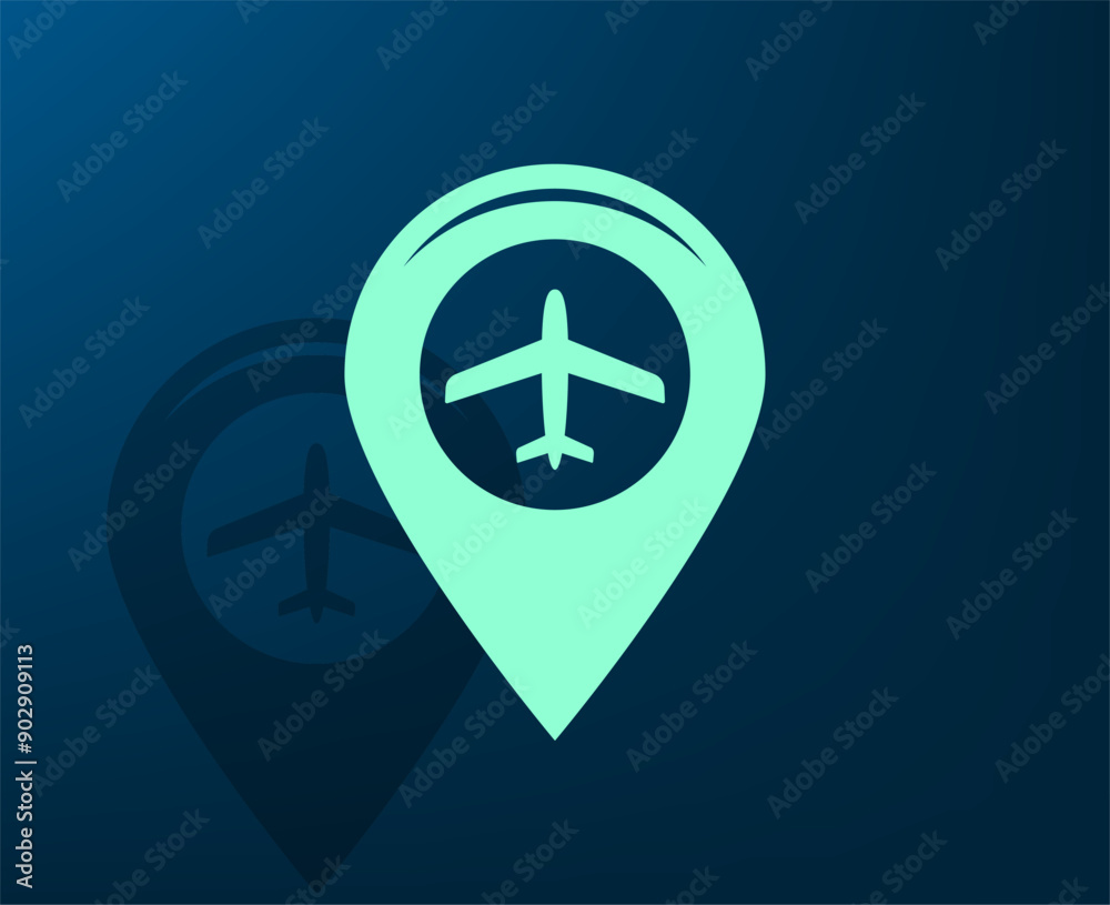 Obraz premium Vector illustration with shadow on blue background with gradient