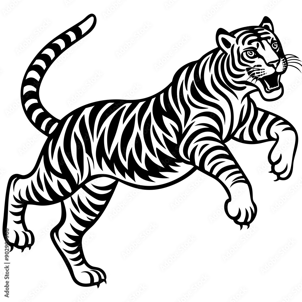 Obraz premium Tiger sideways vector