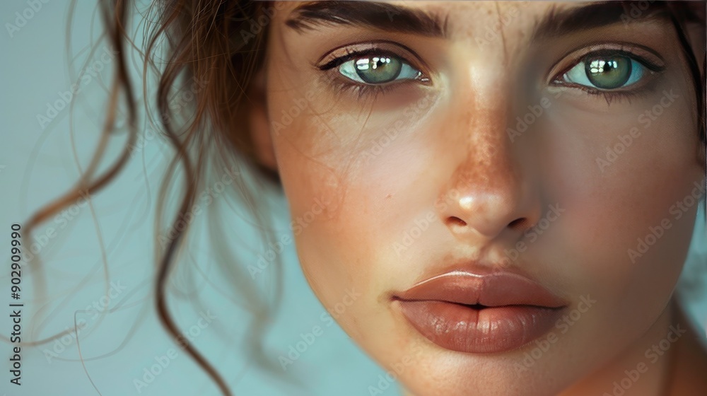 Female model with a stunning face and natural cosmetic look, captured in a studio setting. Ideal for beauty and wellness content. Female model with a stunning face and natural cosmetic look, captured in a studio setting. Ideal for beauty and wellness content.