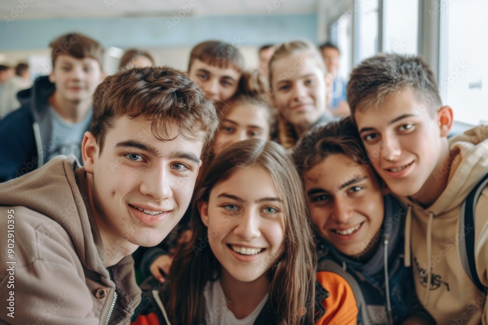 Group of Confident Young People Smiling and Looking at Camera Indoors bright class Group of Confident Young People Smiling and Looking at Camera Indoors bright class