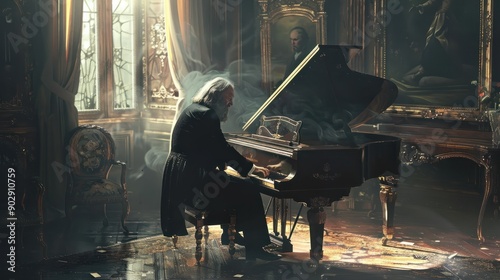 Johannes Brahms (1833-1897) was a German composer, pianist and conductor who played an integral role in the Romantic musical era. photo