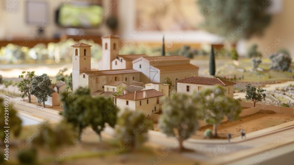 Fototapeta premium Generate a photo realistic image of a maquette depicting the preservation of a historical site or cultural monument; ensure the image is of high resolution for clear and detailed quality