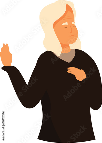 Elderly woman is clutching her chest in discomfort, signaling a potential health concern