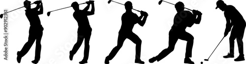 silhouette of a person, golf player silhouette vector