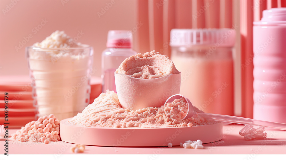 Detailed 3D Rendering of Radiant Skin Enhanced by Whey Protein Extract with Whey Protein Powder and Shakes in a Luxurious Health Advertisement Detailed 3D Rendering of Radiant Skin Enhanced by Whey Protein Extract with Whey Protein Powder and Shakes in a Luxurious Health Advertisement