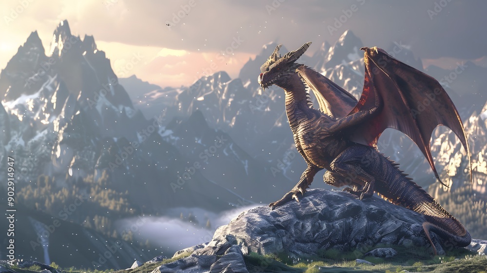 Obraz premium Dragon in the Mountains