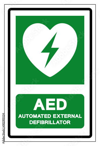 AED Automated External Defibrillator Symbol Sign, Vector Illustration, Isolate On White Background Label .EPS10