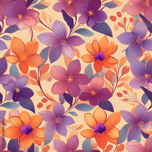 seamless spring flower pattern, spring floral, colorful flower