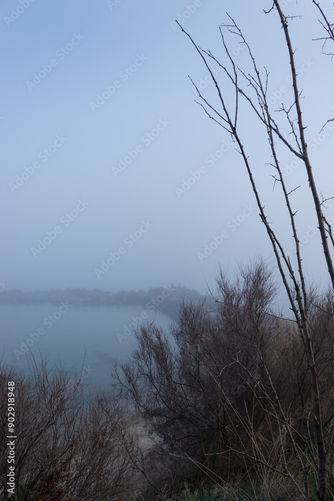 Foggy seascape, mystical look and atmosphere Foggy seascape, mystical look and atmosphere