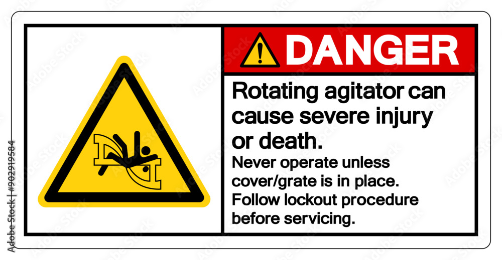 Danger Rotating agitator can cause severe injury or death Symbol Sign ,Vector Illustration, Isolate On White Background Label. EPS10 Danger Rotating agitator can cause severe injury or death Symbol Sign ,Vector Illustration, Isolate On White Background Label. EPS10