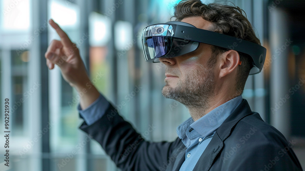 Business professional using augmented reality technology Business professional using augmented reality technology