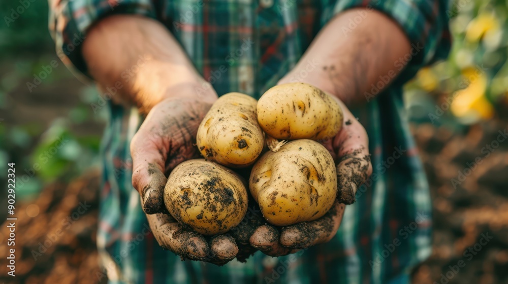 The farmer's freshly harvested potatoes The farmer's freshly harvested potatoes