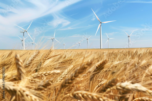 Wind Turbines Standing Tall in a Field of Wheat