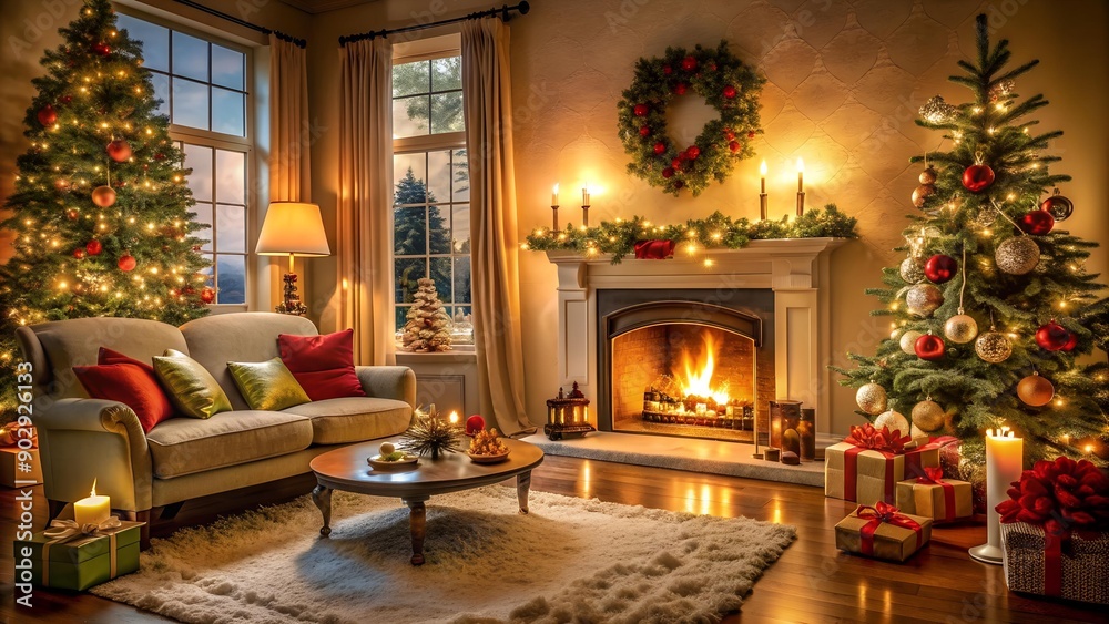 A Cozy Winter Wonderland Living Room generative AI A Cozy Winter Wonderland Living Room generative AI