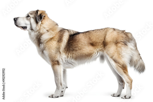 Central Asian Shepherd Dog Standing in Side View on White Background photo