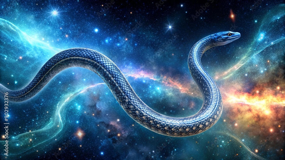 Serpentine Starlight: A Celestial Sea Snake Gliding Through the Cosmic Canvas AI generated Serpentine Starlight: A Celestial Sea Snake Gliding Through the Cosmic Canvas AI generated