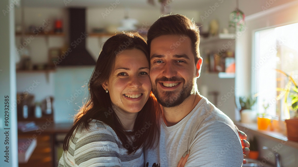 Smiling couple in a bright home Smiling couple in a bright home