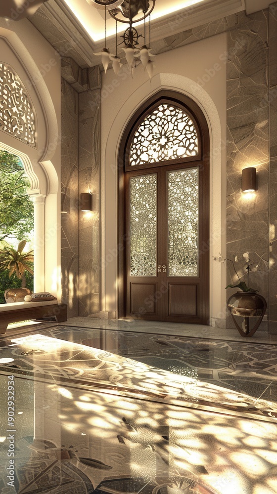 Obraz premium Luxurious Arabic Inspired Interior Design. Sophisticated and ornate interior design for a high-end living space.