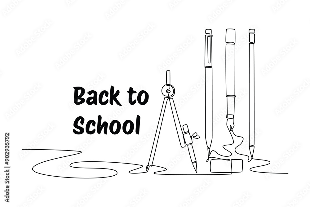 Back to school concept. Single line draw design vector graphic illustration. Back to school concept. Single line draw design vector graphic illustration.