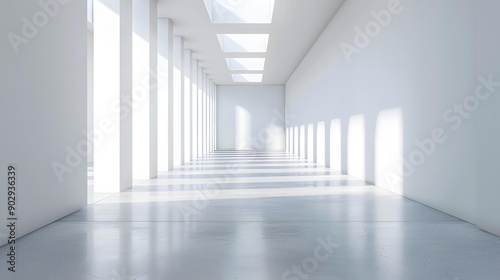 Wallpaper Mural White Hallway with Sunlight Shining Through Skylights Torontodigital.ca