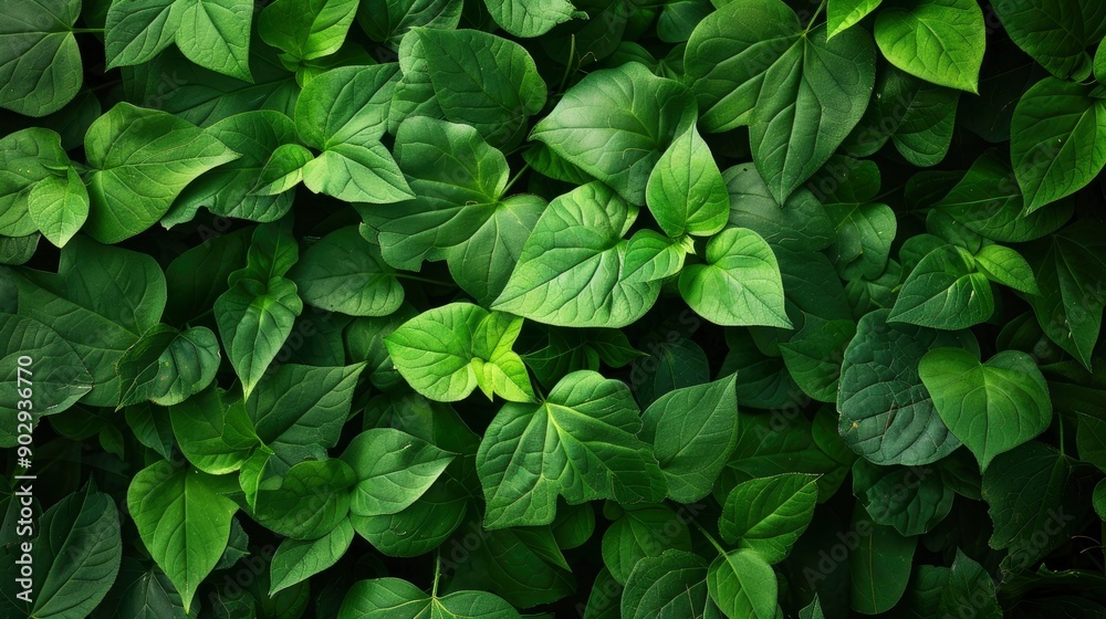 Green leaves background. Nature texture, ai