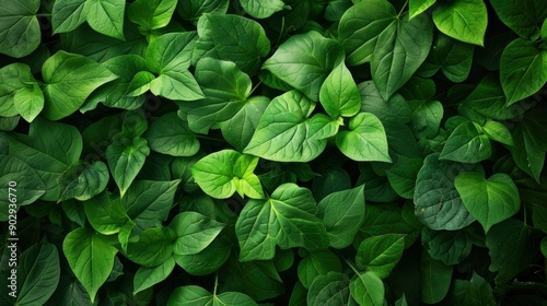 Green leaves background. Nature texture, ai