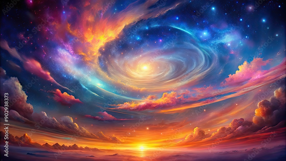 Abstract night sky with vibrant colors and swirling patterns, night sky, abstract, cosmic, stars, celestial, galaxy Abstract night sky with vibrant colors and swirling patterns, night sky, abstract, cosmic, stars, celestial, galaxy