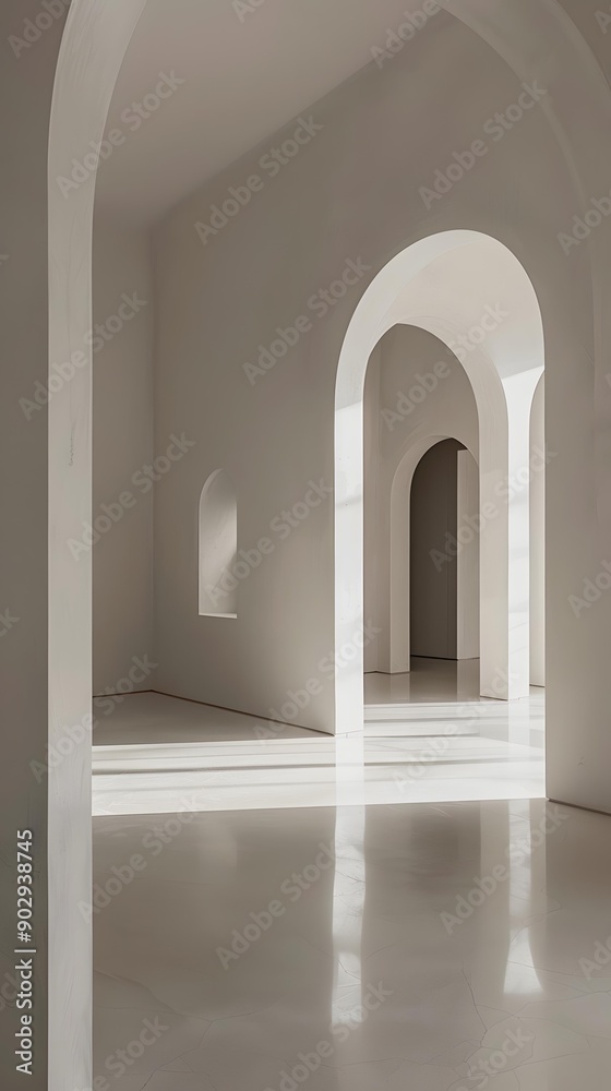 White Interior With Archways And Sunlight White Interior With Archways And Sunlight