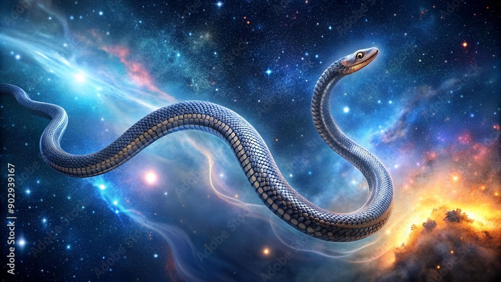 Serpentine Starlight: A Celestial Sea Snake Gliding Through the Cosmic Canvas AI generated Serpentine Starlight: A Celestial Sea Snake Gliding Through the Cosmic Canvas AI generated
