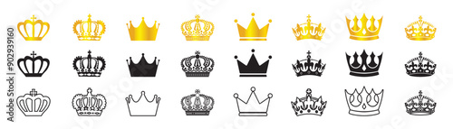 A group of crown icons. flat design with vector illustration.