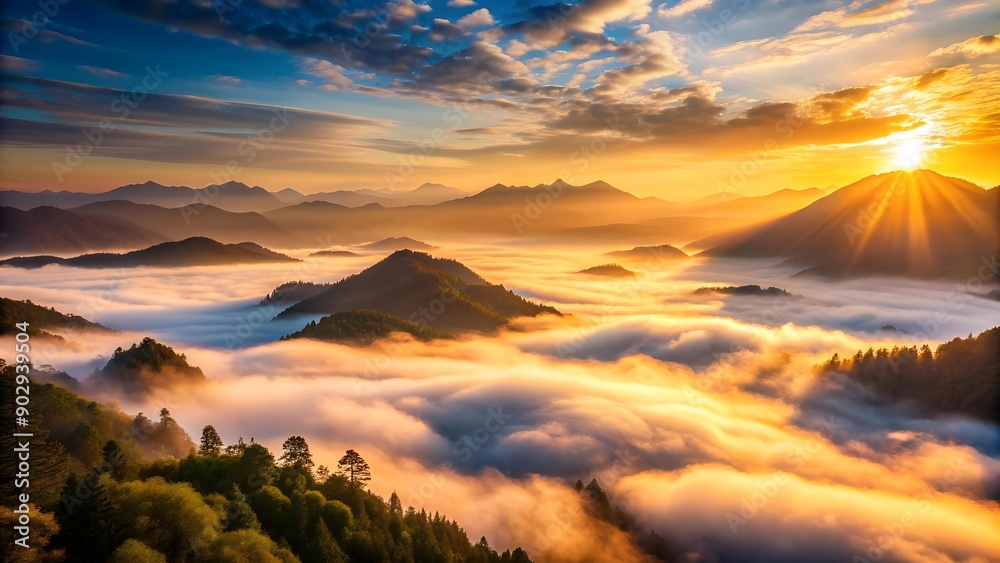 Sunrise Over Misty Peaks Generative AI Sunrise Over Misty Peaks Generative AI