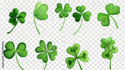 four leaf clover background, set of green clover © Cedric